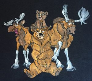 Selbstbemaltes T-Shirt mit Bärenbrüder Motiv