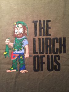 Selbstbemaltes T-Shirt mit Gronkh Motiv "The Lurch of us", gemalt mit Stoffmalfarben für dunkle Stoffe - Gronkh Shirt