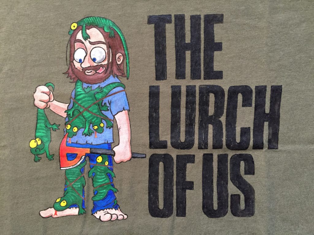 Stoffe bemalen - Gronkh Shirt - Lurch of us - handbemalt - The Forest Let's Play