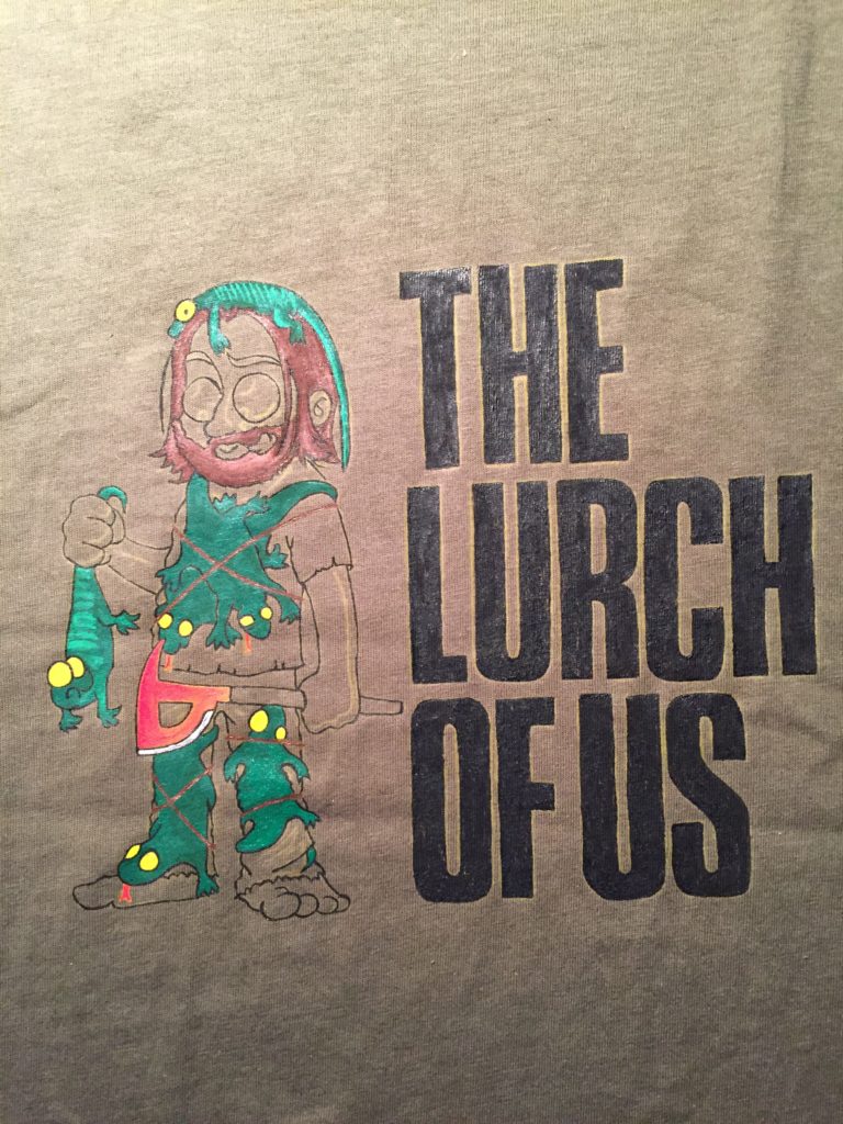 Stoffe bemalen - Gronkh Shirt - Lurch of us - handbemalt - The Forest Let's Play