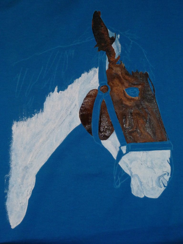 Pferdeportrait handgemalt auf T-Shirt - Stoffe bemalen