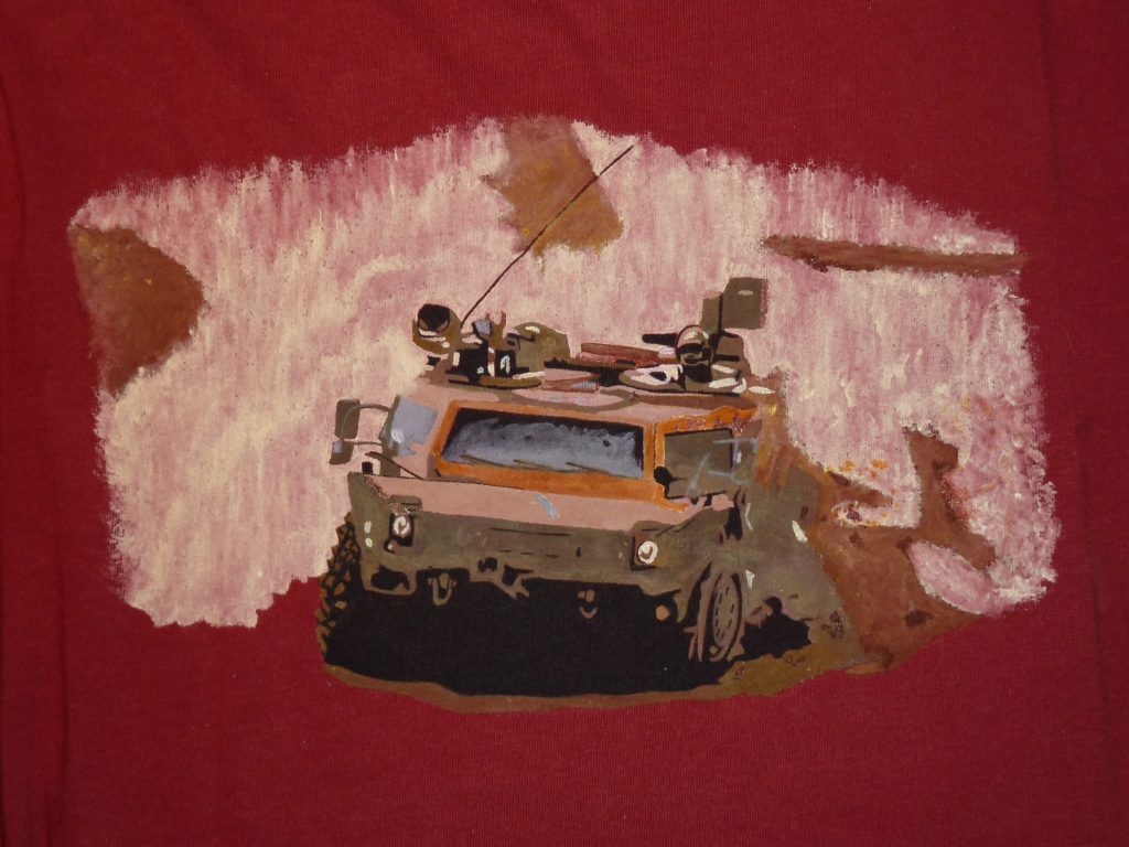 Fennek Shirt - Stoffe bemalen - Wüstenfuchs und Panzerspähwagen